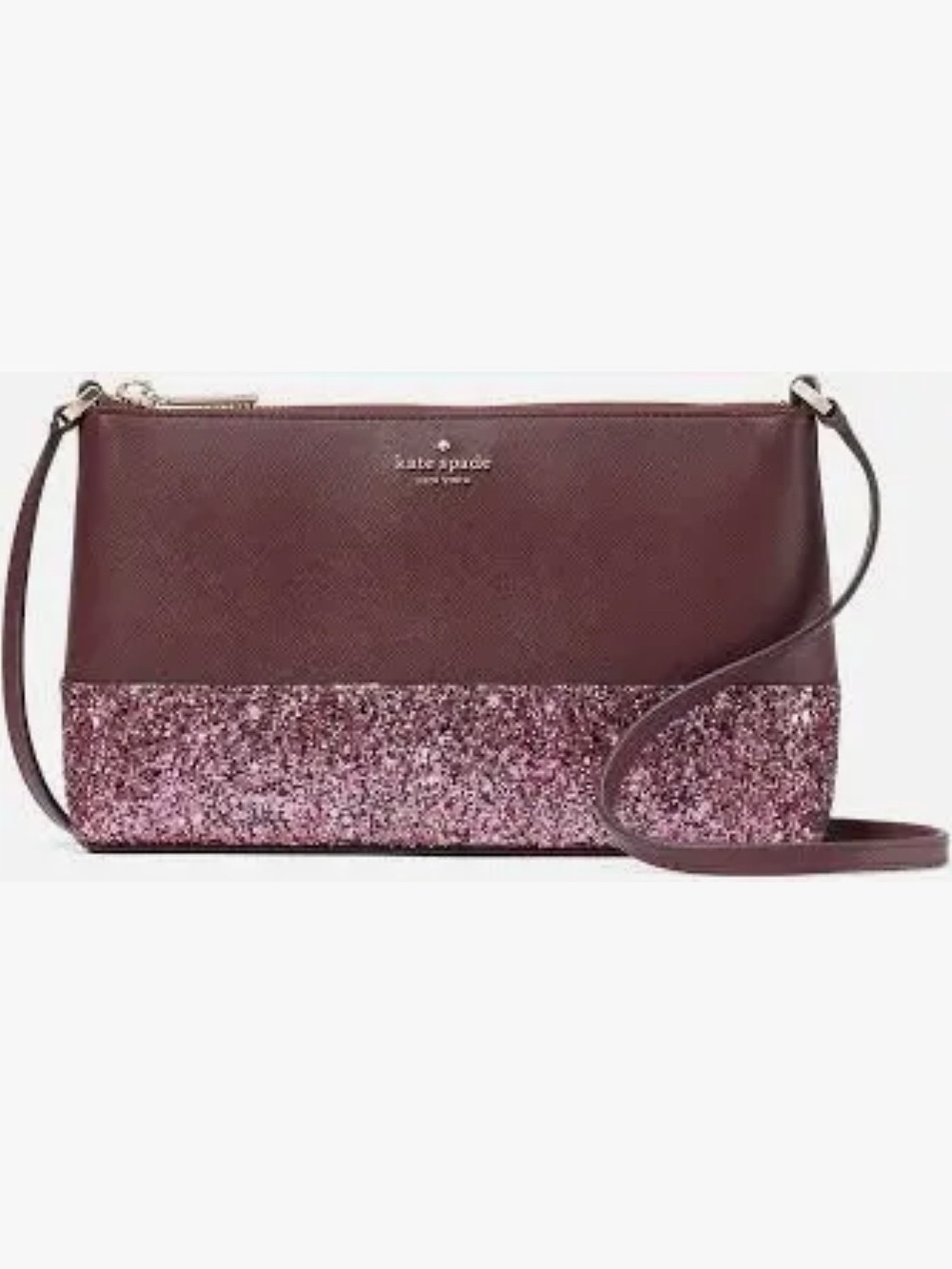 Kate Spade Flash Pink Glitter Fabric Mixed Media Crossbody Bag NWT